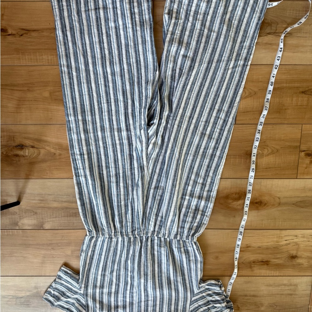 Blue and White Striped Wide-Leg Jumpsuit - Picture 6 of 7